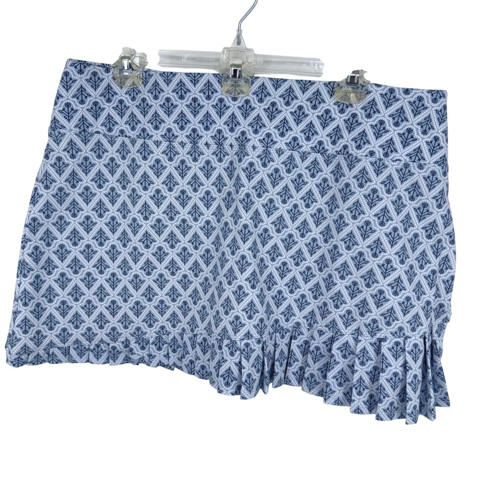 Sigrid‎ Olsen Skort Womens XL Blue Geometric Pleated Hem Active Tennis Golf